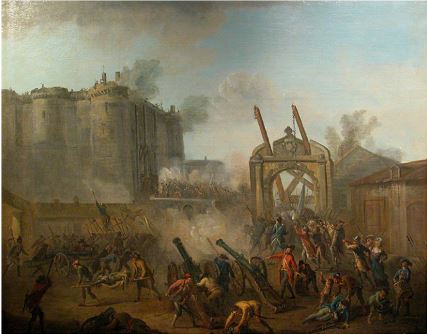 la prise de la bastille par le peintre jean-baptiste lallemand - 14 juillet 1789