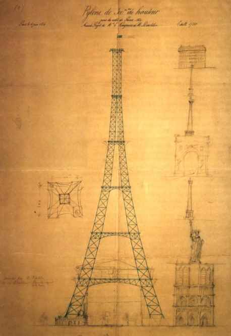 Premier plan de la Tour Eiffel en 1884