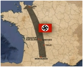 Carte de France montrant la remontée vers la Normandie de la Panzerdivision Das Reich - Oradour-sur-Glane