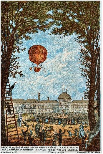 en 1783 Alexandre César Charles réussit à s'envoler avec une montgolfière à hydrogène