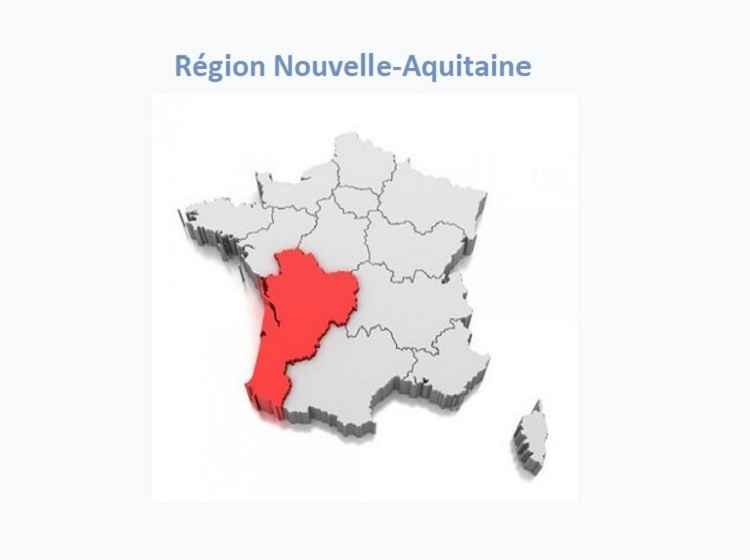 Carte de la région Nouvelle-Aquitaine - la France en photos