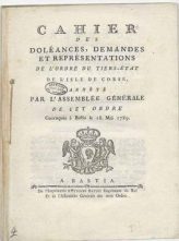 Cahier de doléances de l'île de Corse - 5 mai au 13 juillet 1789