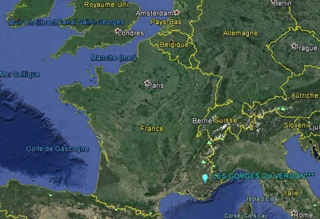 Carte de France - situation géographique des gorges du Verdon
